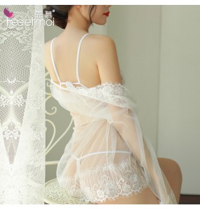 FEE ET MOI Sexy Lace Seethrough Body Sleepwear (White)